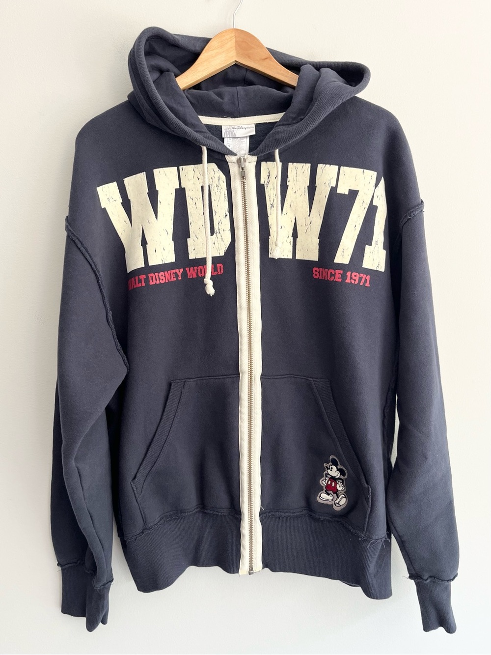 Walt Disney World Navy Cream Zip Up Hoodie Large